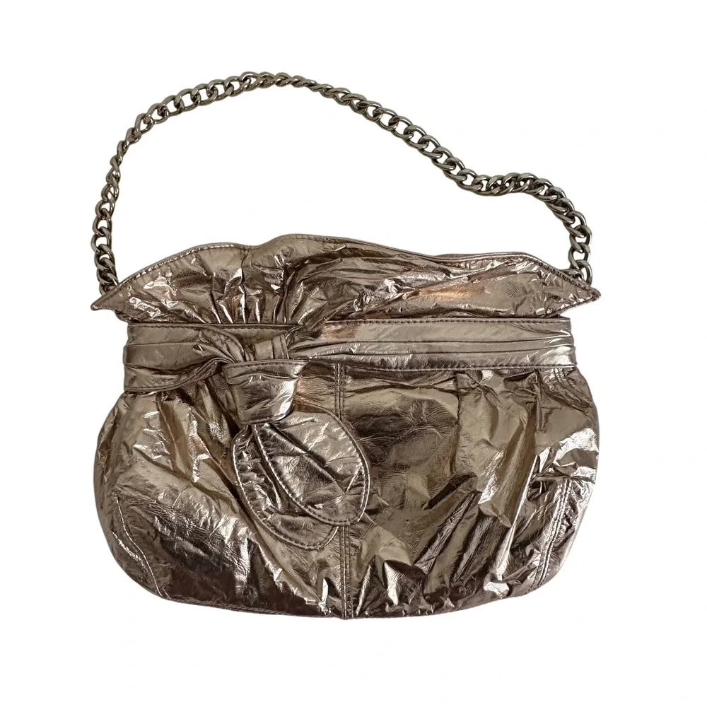 Loeffler Randall x Target Rose Gold Metallic Chain‎ Shoulder Bag Purse Bow Party